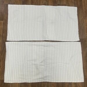 Minimalist Hotel Cotton King Pillow Shams Set of 2 White Gray Stripe‎ Inu Home